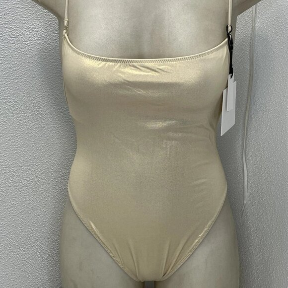 Yellow The Label Mica One-Piece Swimsuit • Size L • Champagne Gold - Picture 1 of 8